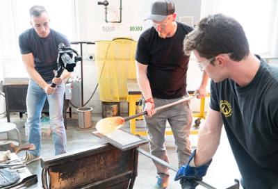 glass blowing demonstration at reunion in 2018